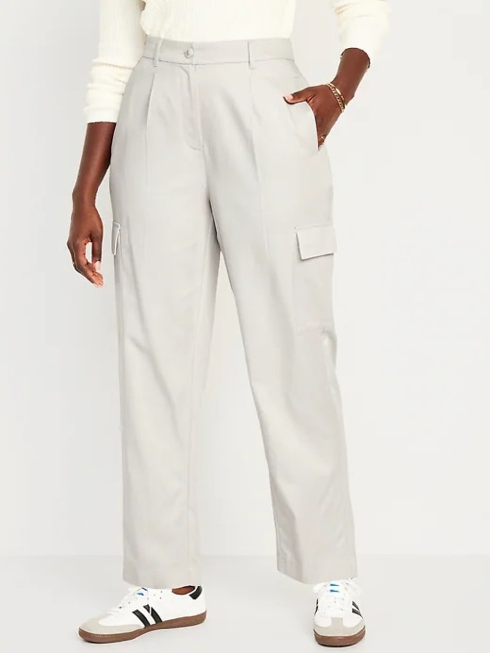 NWT Old Navy Extra High-Waisted Taylor Cargo Pants Cream Size Petite XS